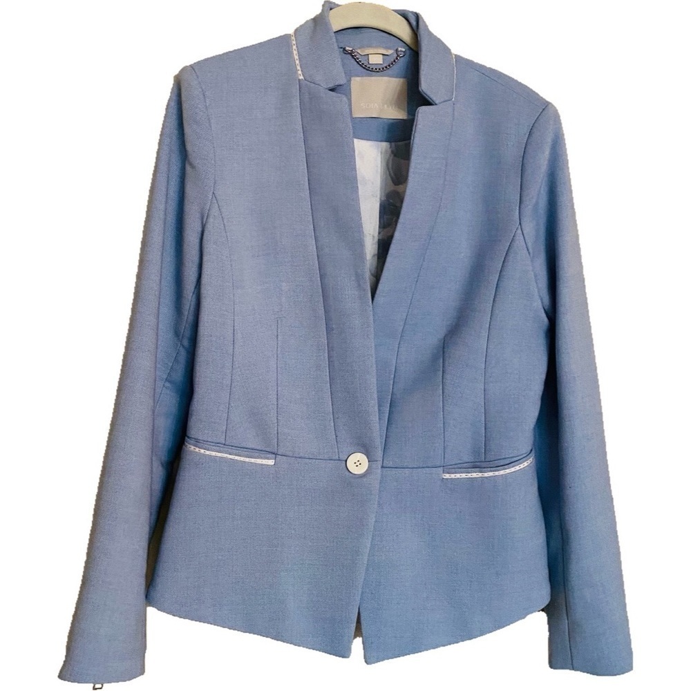 SOIA & KYO Taisia Blazer Jacket Light Blue Preppy Business Career Office Size S